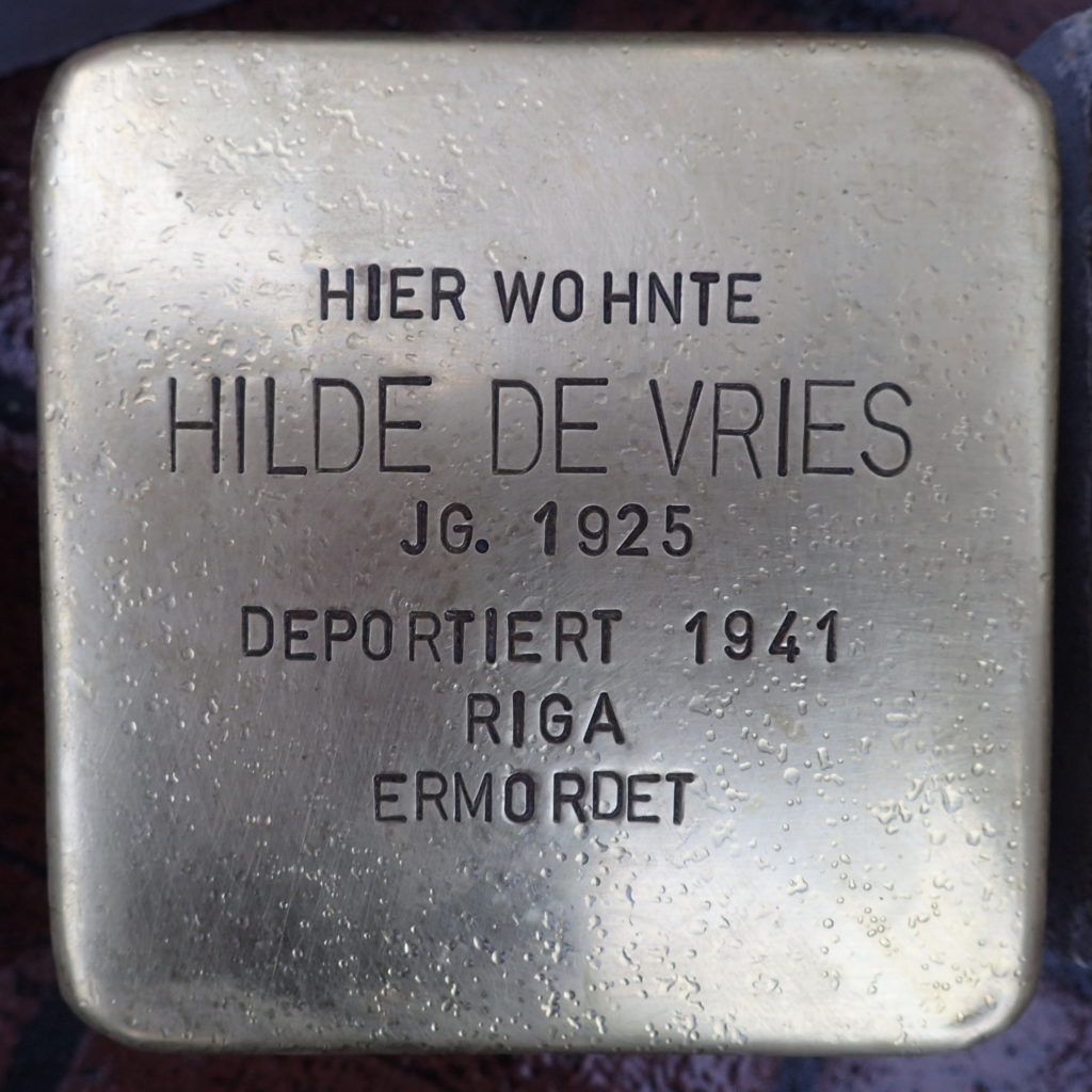 Stolperstein für Hilde de Vries