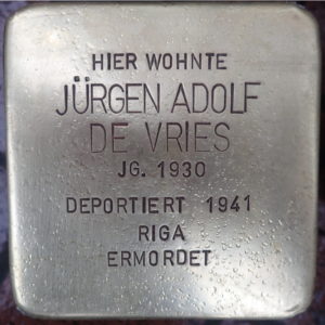 Stolperstein für Jürgen Adolf de Vries