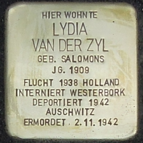Stolperstein für Lydia van der Zyl
